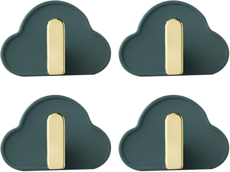 Green L Shaped Adhesive Wall Hooks 4pcs No Nail Hanging for Kitchen Bathroom Organization - Image 1